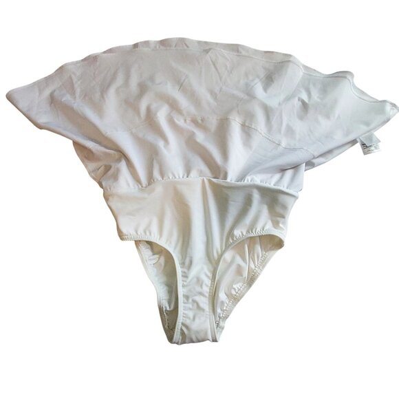 Lands End White Tiered Womens Swimsuit Skirt Bottom Elastic waistband for comfor - Picture 7 of 8